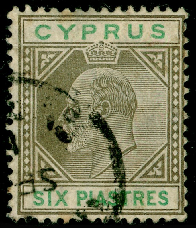 CYPRUS SG67, 6pi sepia & green, USED. Cat £15.