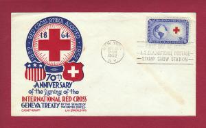 1952 3c INTERNATIONAL RED CROSS #1016, FDC, CC/Staehle