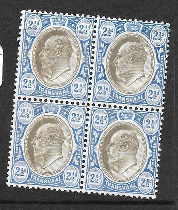 TRANSVAAL   (P1010B) KE 2 1/2D SG 263 BL OF 4  MNH