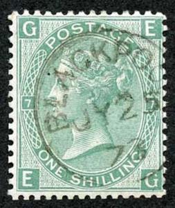 SG117 1/- Green Plate 7 Superb Blackpool CDS