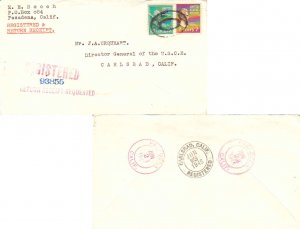 United States California Pasadena 1948 violet double ring  7c Jackson and 20c...