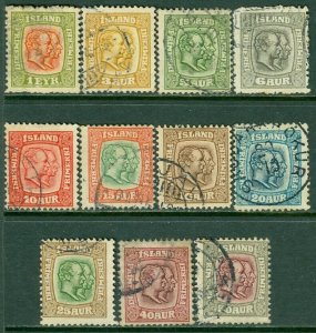 EDW1949SELL : ICELAND 1907-08 Sc #71-72, 74-82 VF, Used w/nice cancels. Cat $116