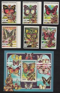 Central African Rep. Butterflies Scouts 6v+MS 1989 MNH MI#1418-1423+Block 492A