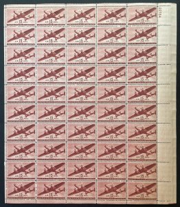 C28 TWIN-MOTORED TRANSPORT PLANE Sheet of 50 US Airmail 1￼5¢ Stamps MNH 1941