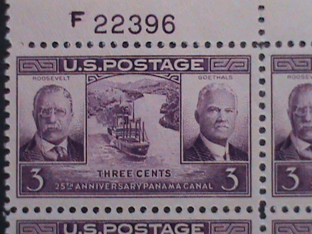 ​UNITED STATES-1939-SC#856-THEODORE ROOSEVELT-GEN.GEORGE GAILLARD-PLATE BLOCK