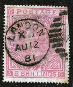 GB Sc 57a London Aug 12 1881 CDS Cancel Plate 2 Position A-G 