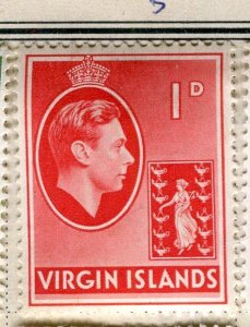 VIRGIN ISLANDS; 1938 early GVI Pictorial fine Mint hinged 1d. value