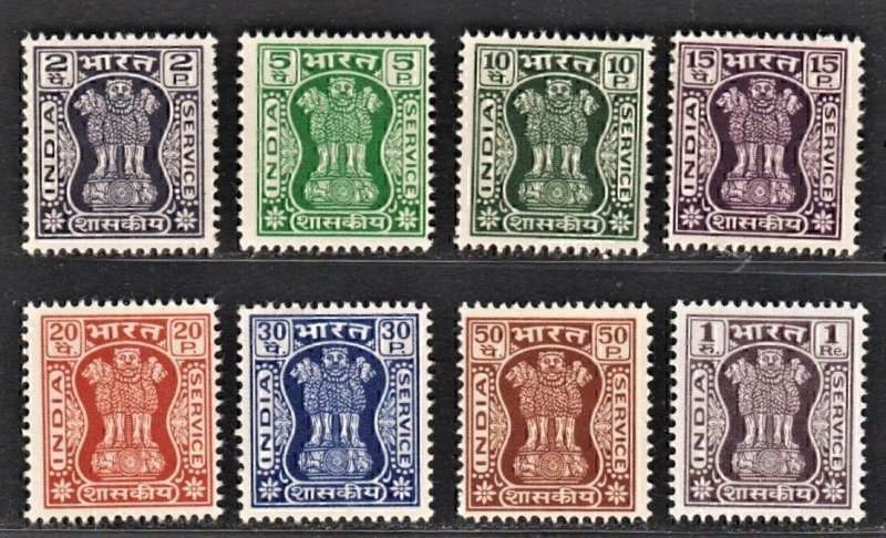 INDIA 1960s Capital of Asoka Pillar (8v, Perf 14.5 x 14) MNG