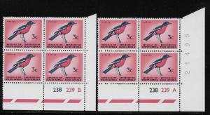 SOUTH AFRICA SC# 331 BK/4 LR 238/239A-B SEP 1969 ISSUE 6 SWISS PAPER  FVF/MNH