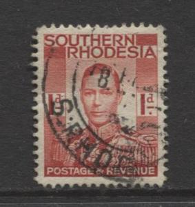 Southern Rhodesia- Scott 43 - KGVI - Definitive -1937 - FU- Single 1d Stamp