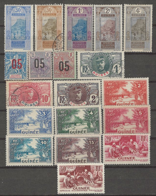 COLLECTION LOT # 4235 FRENCH GUINEA 19 STAMPS 1906+ CV+$12.50