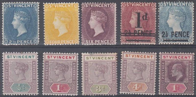 St. Vincent Scott 45,49,55,56a,62-3,65-6,83 Mint hinged (nice group)- CV $105.00
