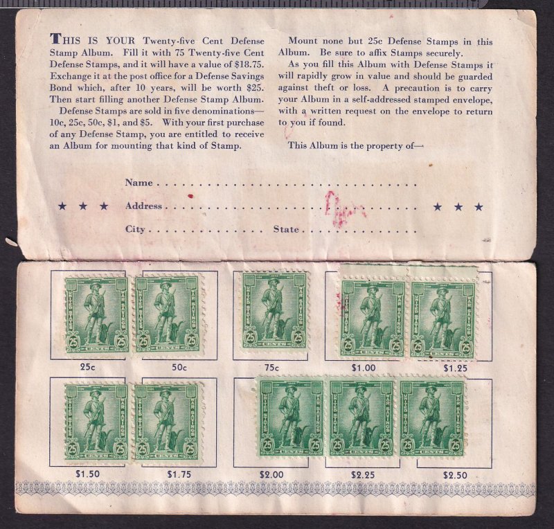 1917 War Savings Stamps 25c values Sc WS13 S2 multiple stamps in folder CV $220