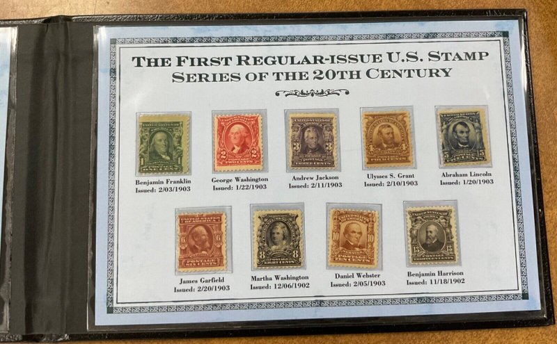 US 300-308  1902-03 9 regular issues, 1¢  13¢  F-VF, MH. CV over $400 in folder