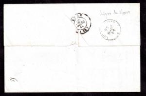France 1857 cover 25c paid Le Havre CDS WS11317