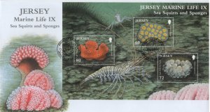 Jersey 2011 FDC Sc 1504 Sea Squirts, Sponges Marine Life IX Sheet of 3