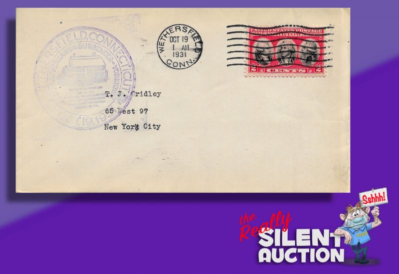 SC 703 • 1931 Yorktown FDC First Cachet by Wethersfield Chamber of Commerce