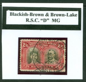 SG 155 Rhodesia 1910-13. (R.S.C 'D') 2/6 blackish-brown & brown-lake. Fine used