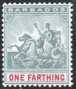 Barbados 1896 ¼d slate-grey and carmine MH