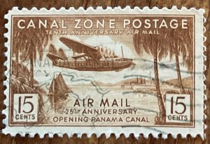 Canal Zone #C17 Used Single Pan Am Clipper SCV $1.00 L23