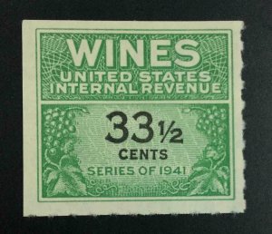 MOMEN: US STAMPS #RE188 WINES UNUSED LOT #54059