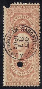 #R46C 25 cents Insurance Revenue  Stamp used SUPERB CANCEL