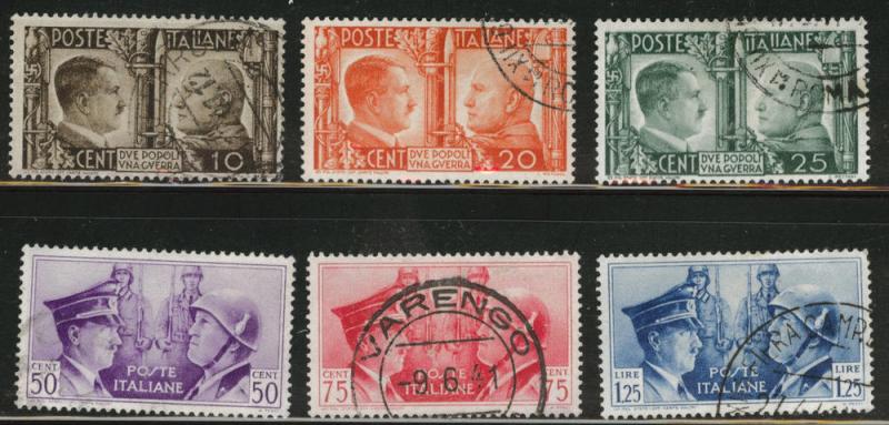 Italy Scott 413-418 used 1941 Rome-Berlin axis set CV$25.20