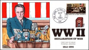 Scott 2559b 29 Cents WWII Declaration Of War Collins Hand Painted FDC