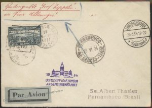 French Morocco 1934 Zeppelin Germany 3rd South America Cover Argentina Ta 109250