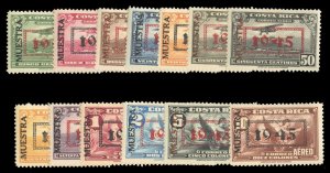 Costa Rica C104-165S, 1945 Airpost, overprinted Muestra, hinged or dried gum