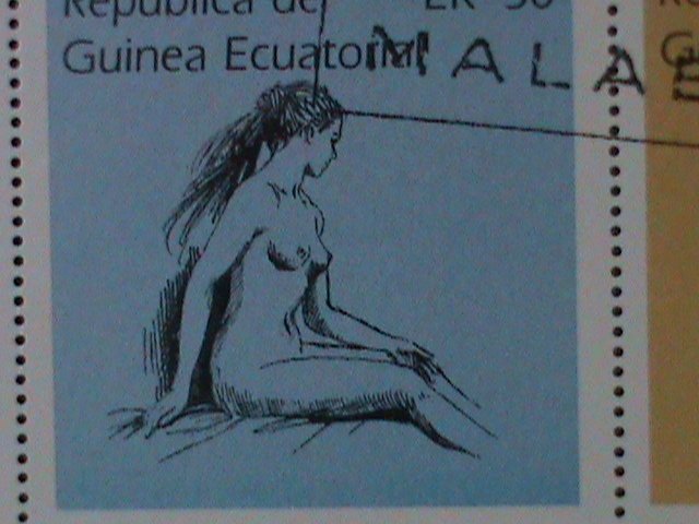 ​EQUARTORIAL GUINEA-1976-FAMOUS NUDE ARTS PAINTINGS-CTO IMPERF S/S VERY FINE