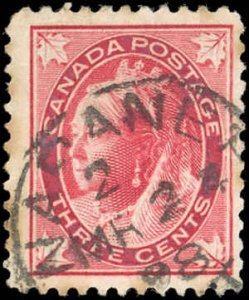 Canada Scott #69 F-VF Used-3¢ Victoria Maple Leaf Issue - Sound