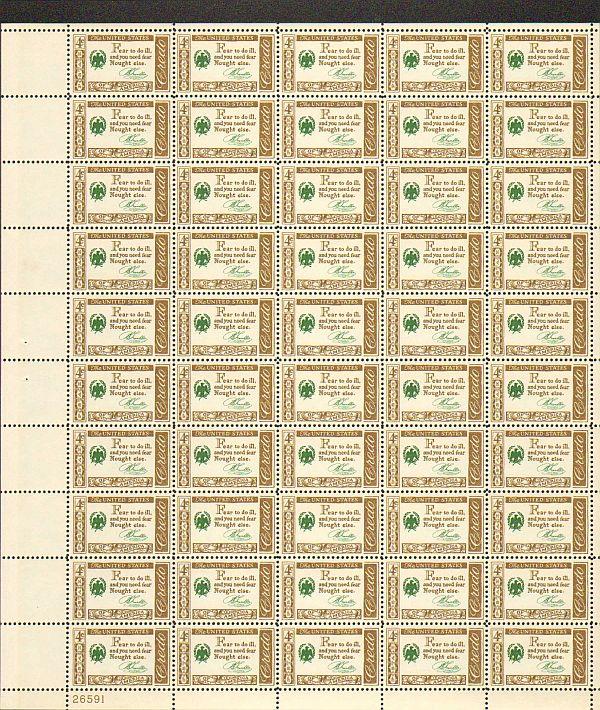 US #1140 Mint Sheet Ben Franklin Quote president