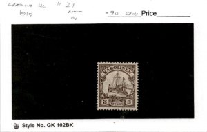 Caroline Island - German Colony, Postage Stamp, #21 Mint Hinged, 1919 (AB)