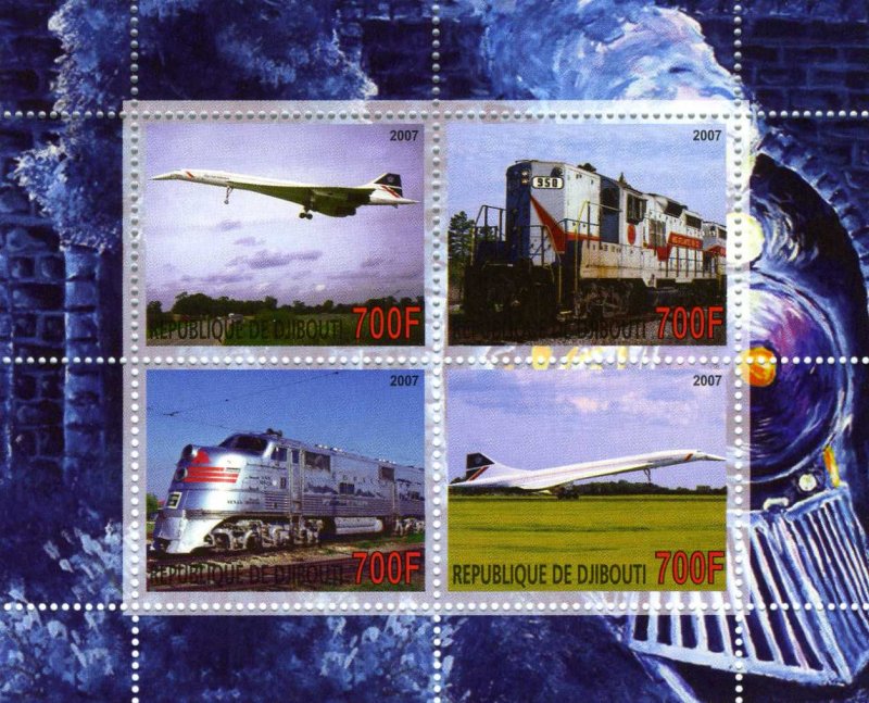 CONCORDE & TRAINS Sheet (4) Perforated Mint (NH)