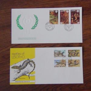 Lesotho First Day Covers 1978 1980 Trees Insects Reptiles Flight Waterfalls IYC