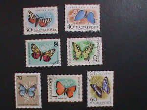 ​HUNGARY -1959 COLORFUL BEAUTIFUL LOVELY BUTTERFLIES  LARGE USED STAMPS VF