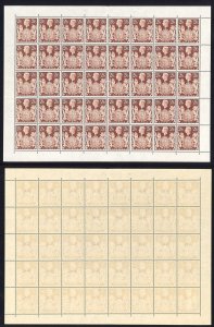 1939 2/6 Brown Complete Sheet of 40 U/M inc variety