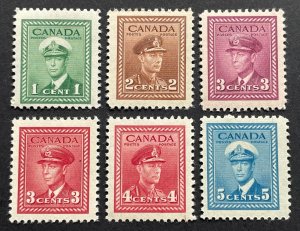 Canada, Scott 248 - 252, 285 + 285Mint NH, From George VI War Issue