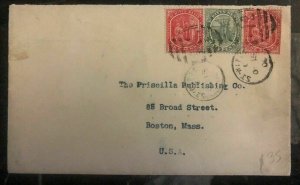 1900 St Kitts & Nevis Cover To The Priscilla Publish Boston Ma USA