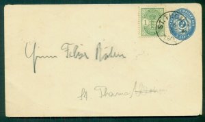 DANISH WEST INDIES, 1900, 2¢ envelope + 1¢ tied St. Thomas, local use, VF #FK7