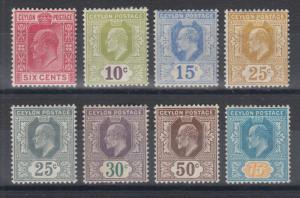 Ceylon Sc 182,183,185-190, MLH. 1904-10 KEVII issues, Mult Crown & CA wmk, sound