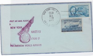 united states pan american flight 1957 airmail  stamps cover ref r14580