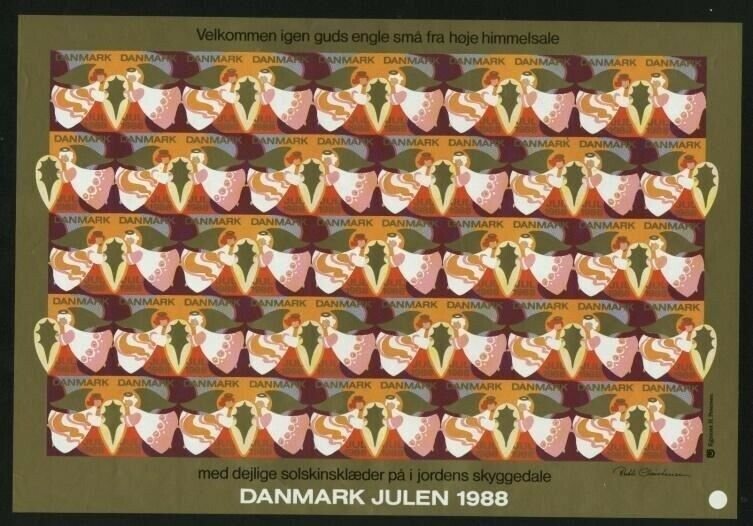 Denmark. Christmas Sheet Mnh. 1988. Imperforated.  Angels.