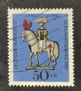 Germany  1969 Scott B453 used - 50+25pf,  Tin Toys,  Knight on Horseback