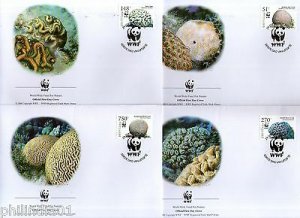 Netherlands Antilles 1994 WWF Caribbean Corals Marine Life Sc 1071 Set of 4 FDCs