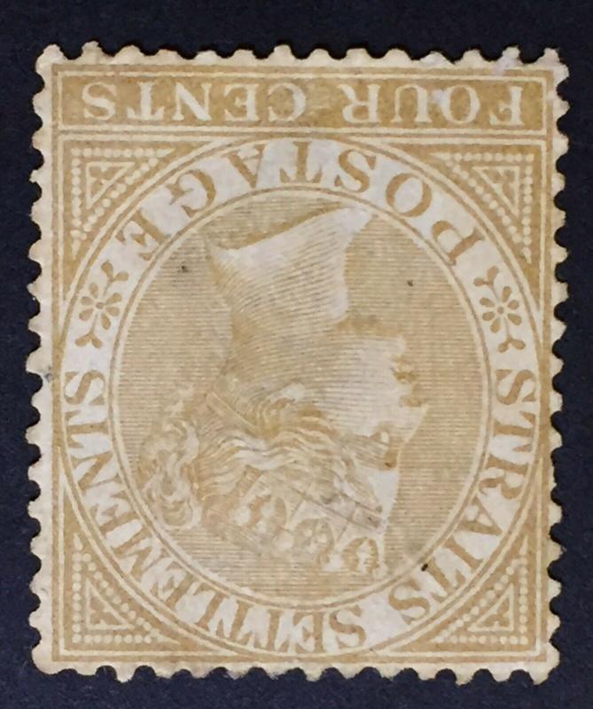 Malaya Straits Settlements INVERTED wmk QV 1883 4c Used CCA SG#64w CV£180 M1774