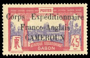 French Colonies, Cameroon #111 Cat$225, 1915 45c carmine and violet, dried gu...