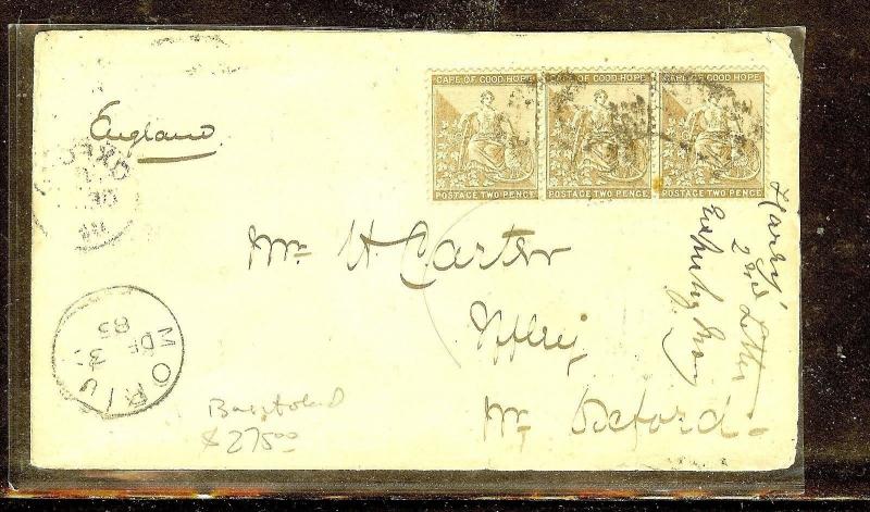 BASUTOLAND (P0210B) CAPE OF GOOD HOPE 2D STRIP OF 3 FROM MORIJA 1885