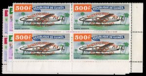 Guinee #C24-26 Cat$287, 1960 Airpost, set of three in blocks of four, never h...